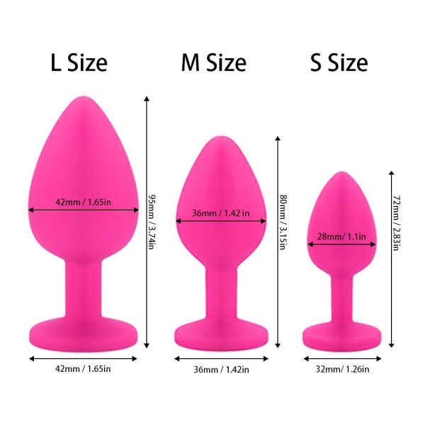 3 Butt Plug Sizes Silicone Jewelry Anal Trainer