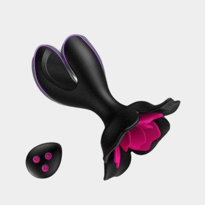 Black Rose Vibrating Butt Plug