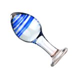 Blue Spiral Glass Anal Butt Plug