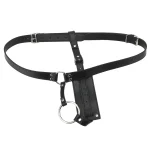 Butt Plug Harness for Straps On Erotic Leather Chastity Device