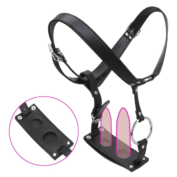 Butt Plug Harness for Straps On Erotic Leather Chastity Device