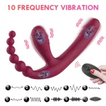 Double-Headed Dildo With Anal Beads