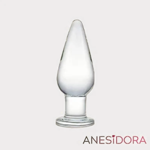 Glass Anal Butt Plug, Crystal Anal Trainer Toys with Long Neck, 4.9 X 1.77 inch Unisex Bum Plug for Men Women