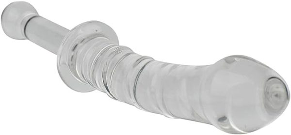 Glass Anal Ribbed Dildo 8.9 Inch Spiral Stimulation