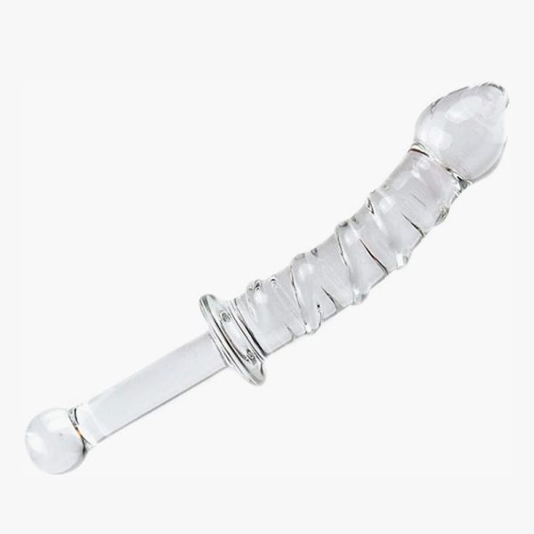 Glass Anal Ribbed Dildo 8.9 Inch Spiral Stimulation