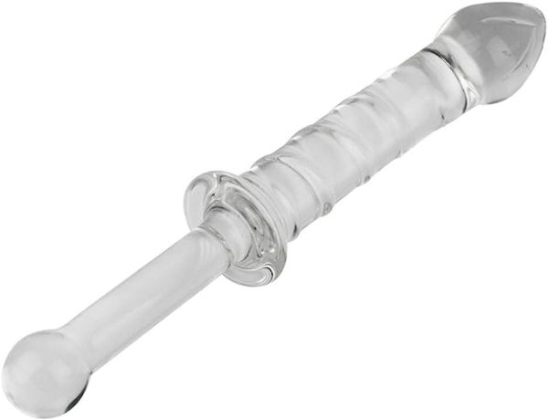 Glass Anal Ribbed Dildo 8.9 Inch Spiral Stimulation