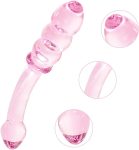 Glass Beaded Ribbed Dildo Pleasure Wand (Pink/White)