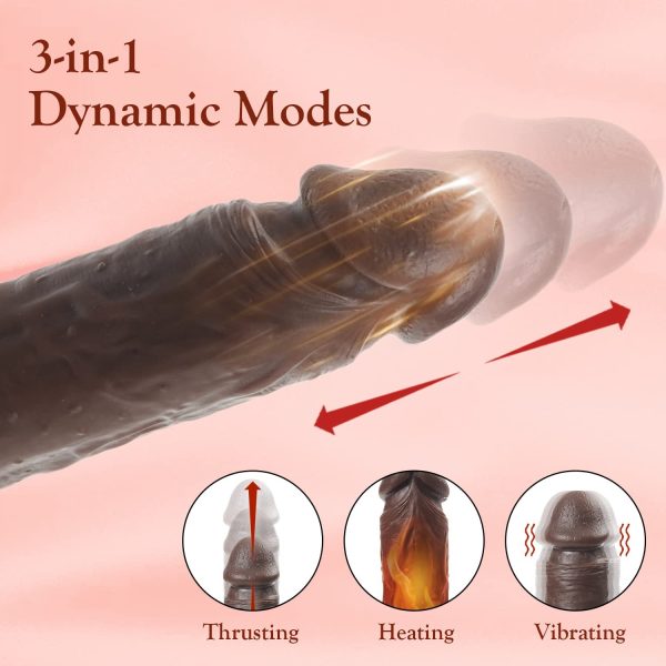 Kama - Telescoping Dildo Black Thrusting Realistic Silicone Vibrator