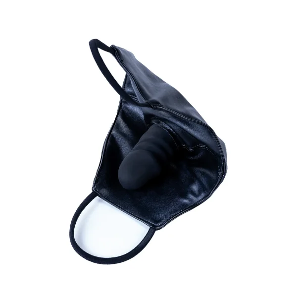 Leather Mask With Dildo Black