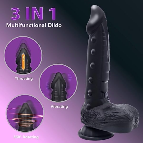 Nox - black thrusting dildo 9 Inches