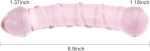 Pink Ribbed Dildo Crystal Glass Double-Ended 6.9 Inch