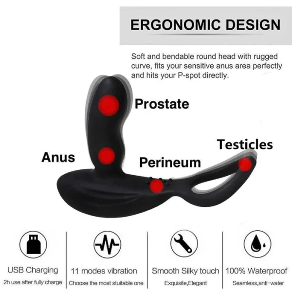 Prostate Plug Vibrating  Massager With Penis Ring for Men