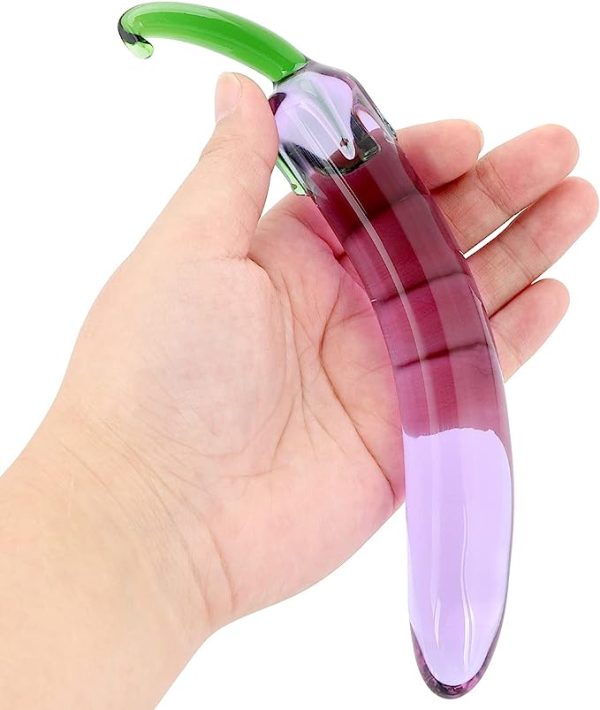 Purple Eggplant glass dildo 7.68 inch