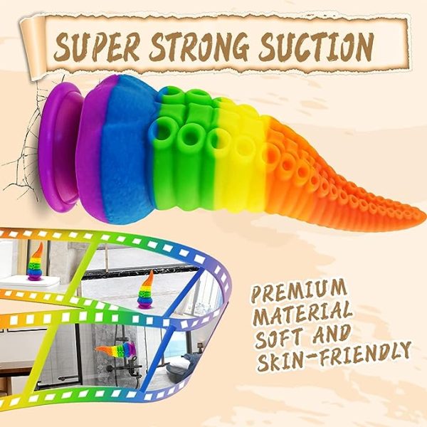 Rainbow Tentacle Octopus Dildo With Premium Silicone