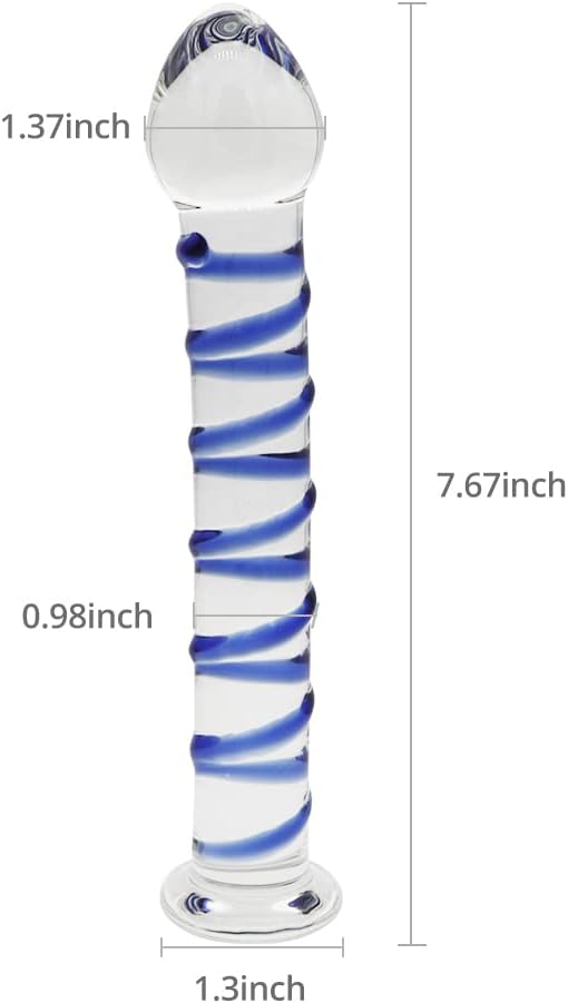 Ribbed Glass Dildo 7.67 Inch