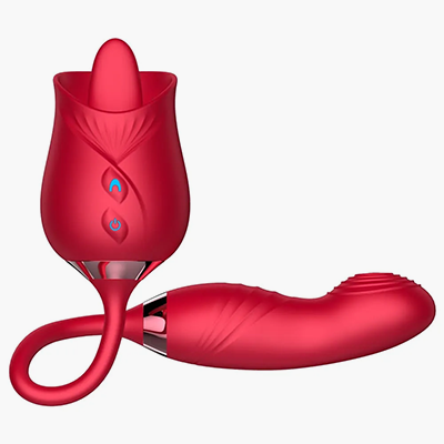 Rose Toy With Tongue and Tapping G Spot Vibrator