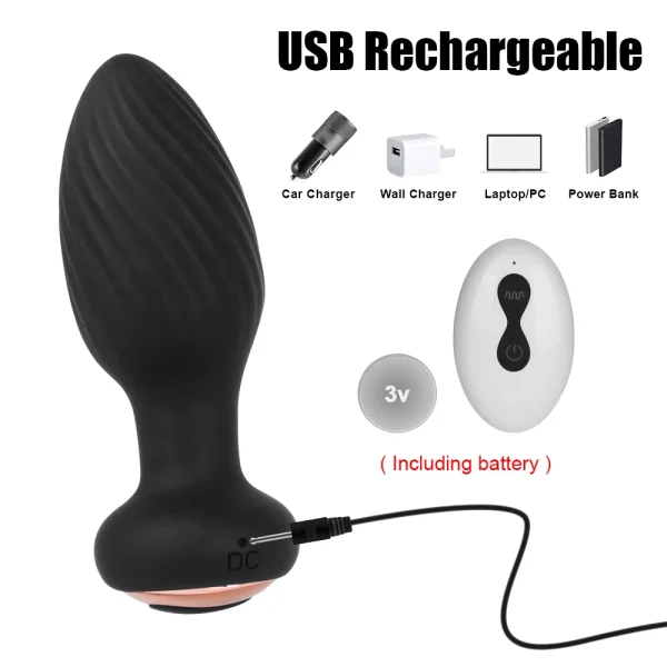 Vibrating Butt Plug With Remote Rotating Prostate Massager Ass Sex Toy