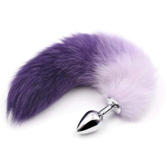 Purple Fox Tail Butt Plug Pet Play Anal Trainers