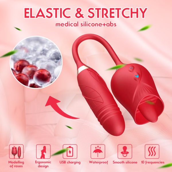 Rose Toy With Tongue and Tapping G Spot Vibrator