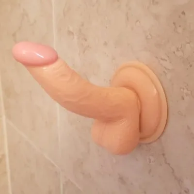 attach the dildo to the shower wall