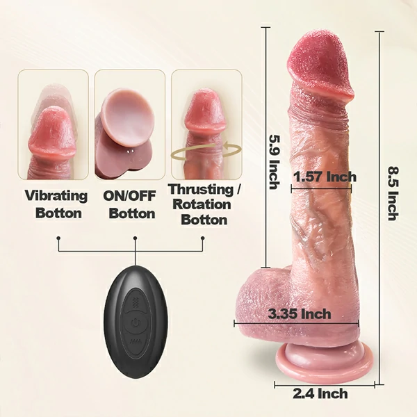 Wiggling Dildo 8.5 Inch Vibrating with Suction Cup