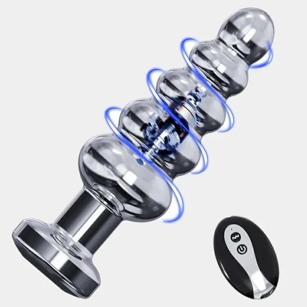 Metal Vibrating Anal Beads with Remote