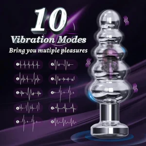 Metal Vibrating Anal Beads with Remote