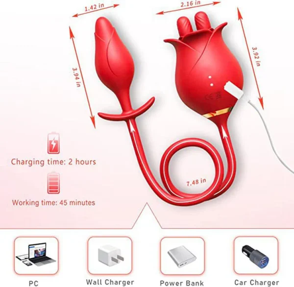 Rose Toy with Butt Plug Dual Stimulation