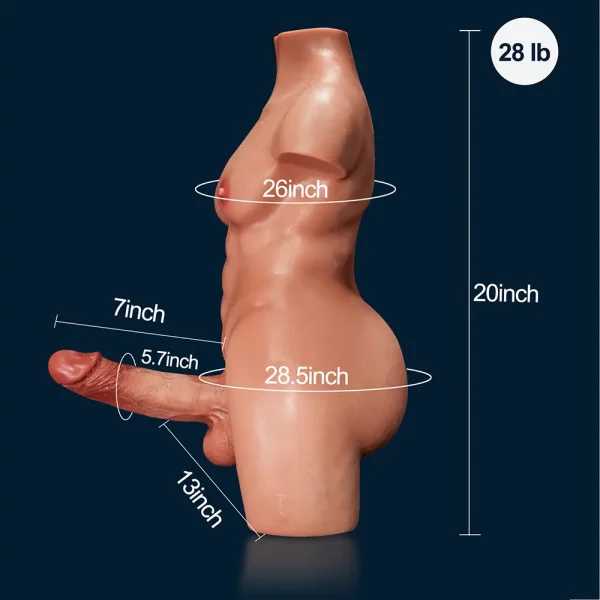 Tom - Silicone Male Torso with Silicone Dildo 28LB