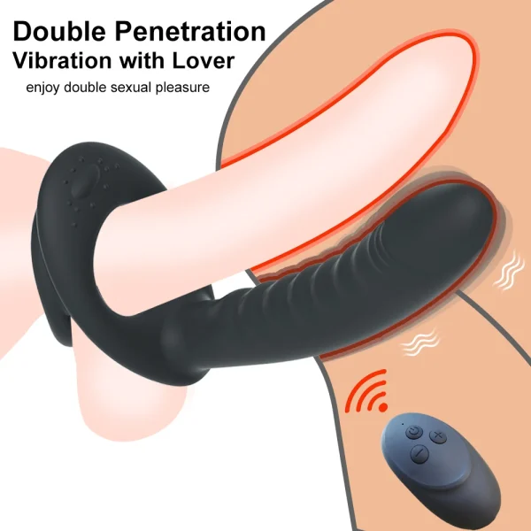 Double Penetrator Penis Ring Vibration and Remote