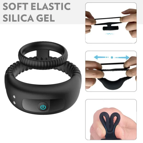 Double Silicone Vibrating Penis Ring