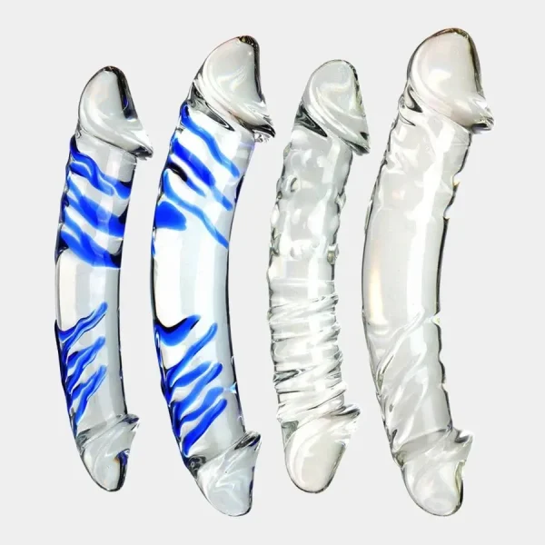 Realistic Dual Ended Textured Glass Dildo