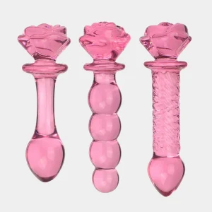 Rose Flower Glass Butt Plugs Dildo