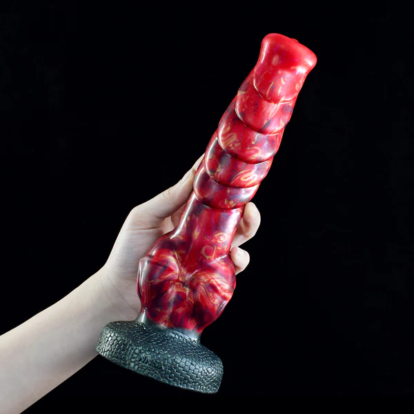 Fantasy Red Dog Dildo Suction Cup Monster Knotted