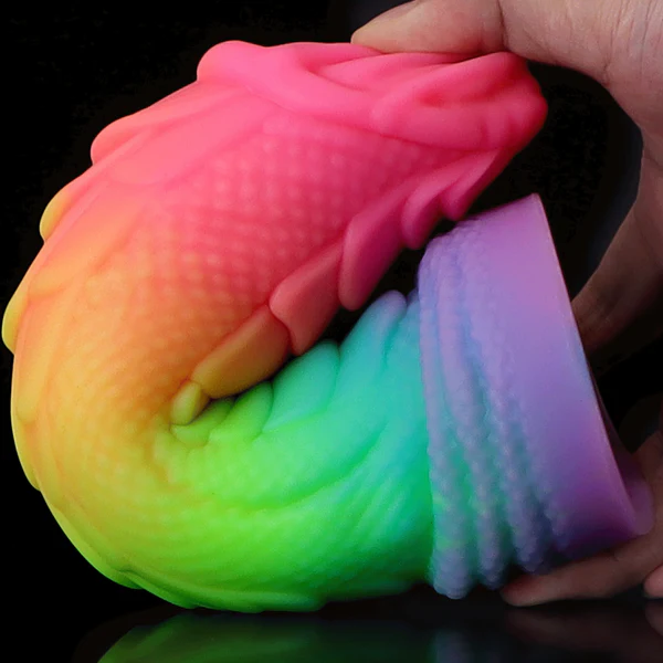 Rainbow Dragon Dildo Luminous Silicone Sex Toy