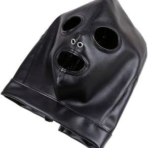 Leather Gimp Mask with Drawstring