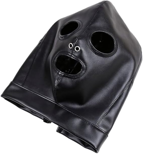 Leather Gimp Mask with Drawstring