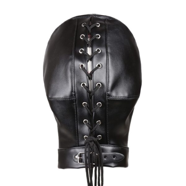 Leather Gimp Mask with Drawstring