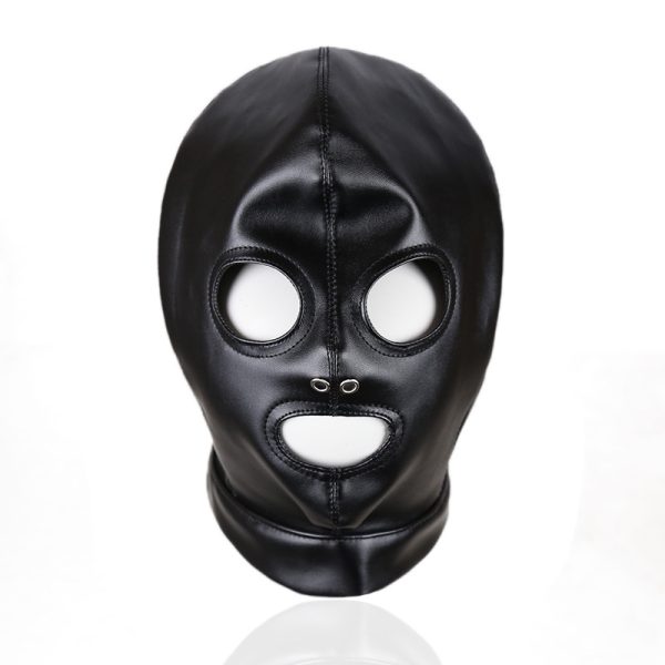 Leather Gimp Mask with Drawstring