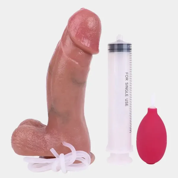 9 Inches Curved Cumming Dildo Realistic Design