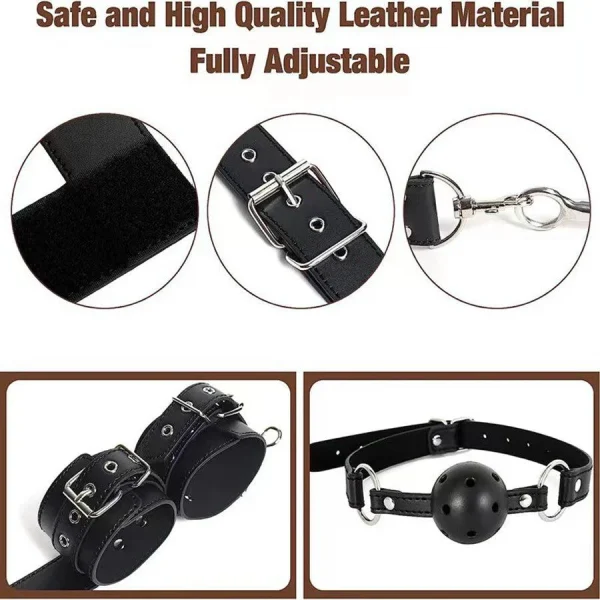 Anal Hook Bondage Set Premium Black Leather