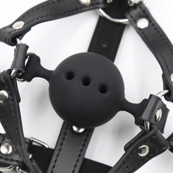 Ball Gag Head Harness PU Leather