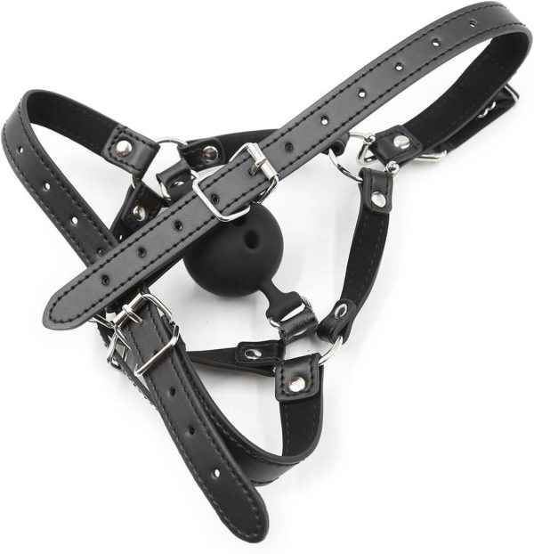 Ball Gag Head Harness PU Leather