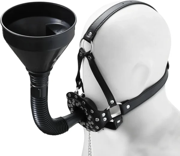 Bdsm Funnel Gag With Leather Restraints