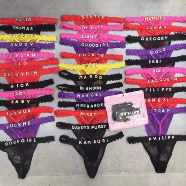 Custom Thong With Gemstone Name