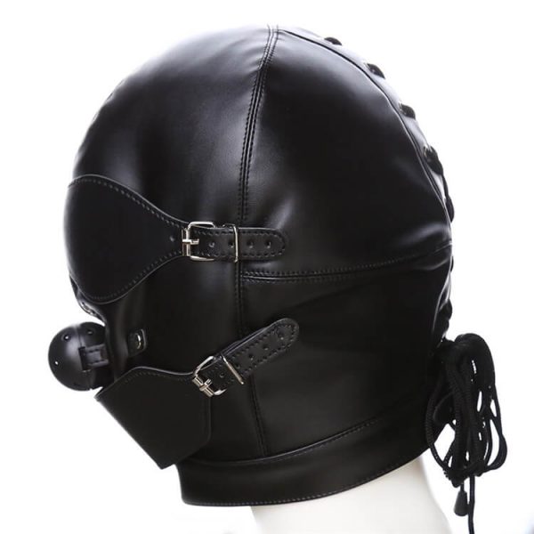 Face Bondage Head Hood Soft Leather