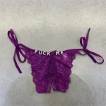 Lace Customizable Crotchless Panties With Name