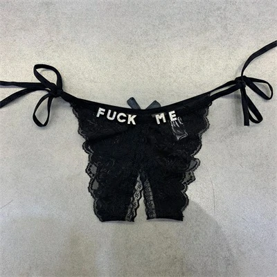 Lace Customizable Crotchless Panties With Name