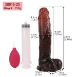 Long Squirting Black Dildo Lifelike Design 9 Inches