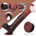 Long Squirting Black Dildo Lifelike Design 9 Inches